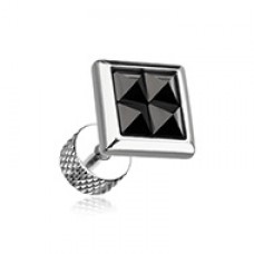 Square Tetrad Onyx Pyramid Stone Steel Fake Plug 