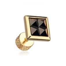 Golden Square Tetrad Onyx Pyramid Stone Steel Fake Plug 