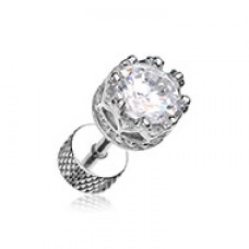 Tiara Crown Prong Sparkle Steel Fake Plug 