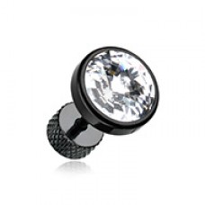 Blackline Pointy Faceted Crystal Steel Fake Plug 