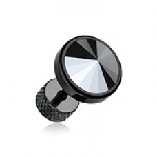 Blackline Pointy Faceted Crystal Steel Fake Plug 