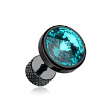 Blackline Pointy Faceted Crystal Steel Fake Plug 