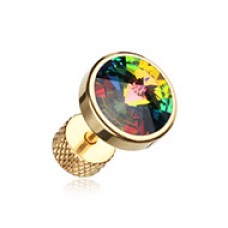 Golden Pointy Faceted Crystal Steel Fake Plug 
