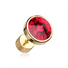 Golden Pointy Faceted Crystal Steel Fake Plug 