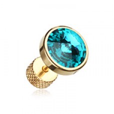 Golden Pointy Faceted Crystal Steel Fake Plug 