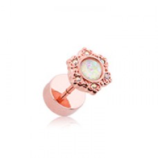 Rose Gold Opal Ornate Multi-Gem Faux Plug