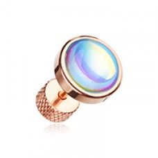 Rose Gold Illuminating Moonstone Steel Fake Plug