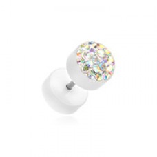 Multi-Sprinkle Dot Multi Gem White UV Fake Plug 