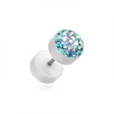 Multi-Sprinkle Dot Multi Gem White UV Fake Plug 