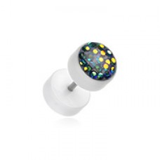 Multi-Sprinkle Dot Multi Gem White UV Fake Plug 
