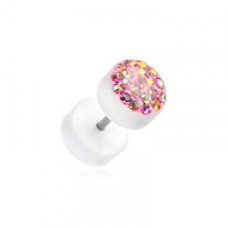 Multi-Sprinkle Dot Multi Gem White UV Fake Plug 