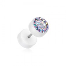 Multi-Sprinkle Dot Multi Gem White UV Fake Plug 