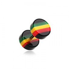 Jamaican Rasta Stripe Acrylic Fake Plug 