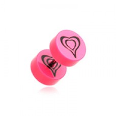 Retro Heart UV Acrylic Fake Plug 