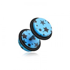 Multi Star Print Acrylic Fake Plug with O-Rings