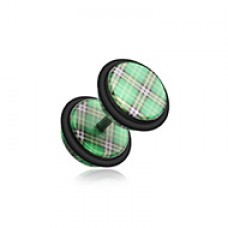 Plaid Checkers Acrylic Fake Plug with O-Rings