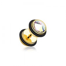 Gemmed Iridescent Metallic Coat Acrylic Fake Plug with O-Rings