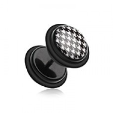 Houndtooth Acrylic Fake Plug with O-Rings 