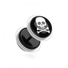 Pirate Crossbone Acrylic Fake Plug with O-Rings 
