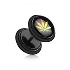 Rasta Weed Acrylic Fake Plug with O-Rings 