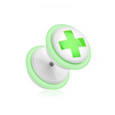 Green Medic Cross Acrylic Fake Plug with O-Rings 