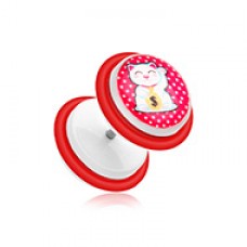 Maneki-Neko Lucky Cat Acrylic Fake Plug with O-Rings 