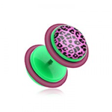 Purple Leopard Acrylic Fake Plug with O-Rings 