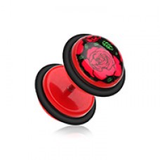 Rose Bloom Acrylic Fake Plug with O-Rings 