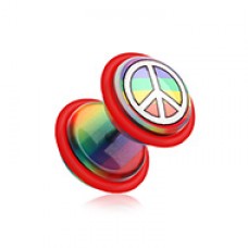 Peace Rainbow Acrylic Fake Plug with O-Rings 