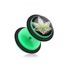 Fresh Pot Leaf Acrylic Fake Plug with O-Rings