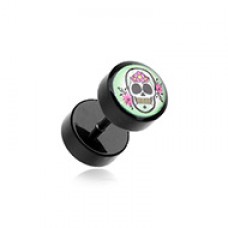 Day of the Dead Sugar Skull Acrylic Fake Plug