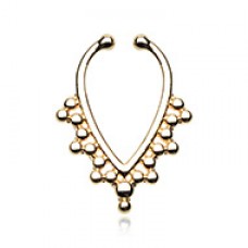 Golden Regent Drape Filigree Fake Septum Clip-On Ring