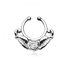 Rose Blossom Icon Fake Septum Clip-On Ring