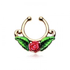 Golden Rose Blossom Icon Fake Septum Clip-On Ring