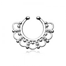 Majestic Ornate Filigree Fake Septum Clip-On Ring