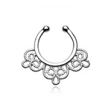 Florid Filigree Fake Septum Clip-On Ring