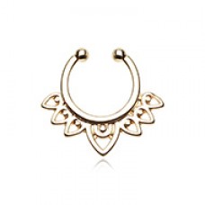 Golden Acerose Filigree Fake Septum Clip-On Ring