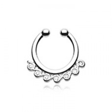 Tidal Wave Filigree Fake Septum Clip-On Ring