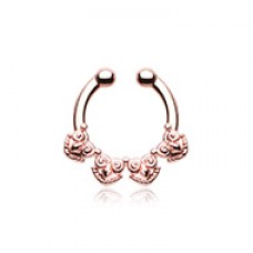 Rose Gold Tribal Tetra Fake Septum Clip-On Ring