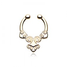 Golden Tribal Laran Fake Septum Clip-On Ring