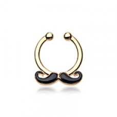 Golden Classic Mustache Fake Septum Clip-On Ring