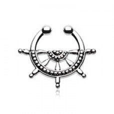 Classic Nautical Wheel Fake Septum Clip-On Ring
