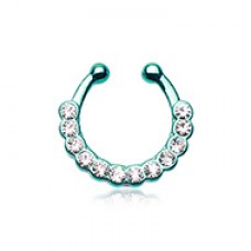 Colorline Glistening Multi-Gem Fake Septum Clip-On Ring