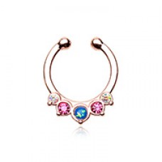 Rose Gold Opal Precia Fake Septum Clip-On Ring