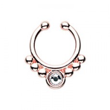 Rose Gold Gem Grandiose Fake Septum Clip-On Ring
