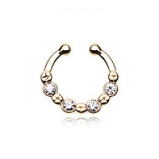 Golden Elan Multi-Gem Fake Septum Clip-On Ring