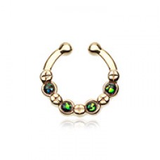Golden Aurea Sparkle Fake Septum Clip-On Ring 
