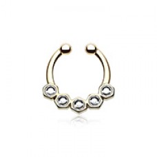 Golden Hexa Gemina Sparkle Fake Septum Clip-On Ring