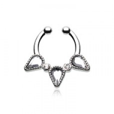 Sparkle Trident Fake Septum Clip-On Ring