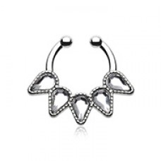 Sparkle Quinary Spear Fake Septum Clip-On Ring